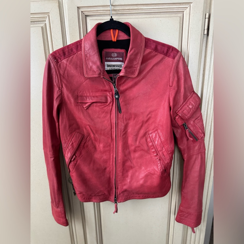 Parajumpers Women's Vibrant Red Leather Jacket